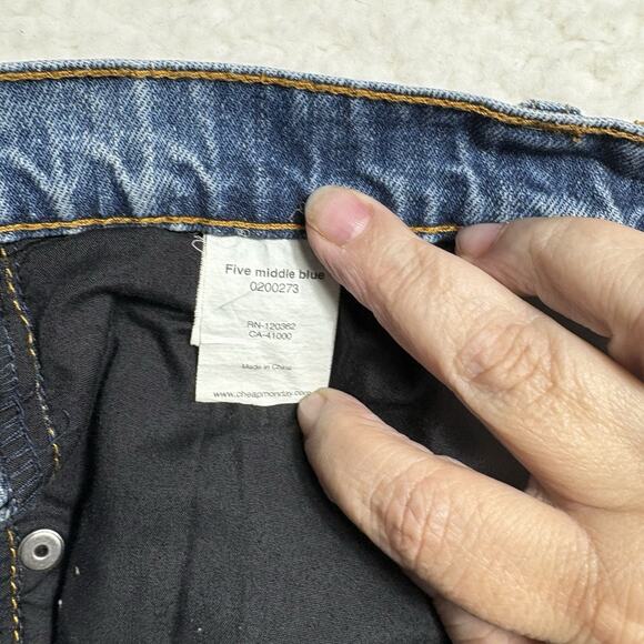 Cheap Monday Five Unwash Blue Straight Jeans 30 x 30 Button Fly Skull Straight - Picture 12 of 16